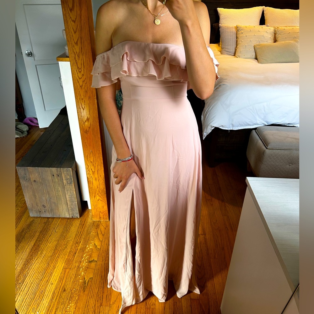 Dusty light pink evening dress- great for prom, bridesmaid, wedding guest, etc!